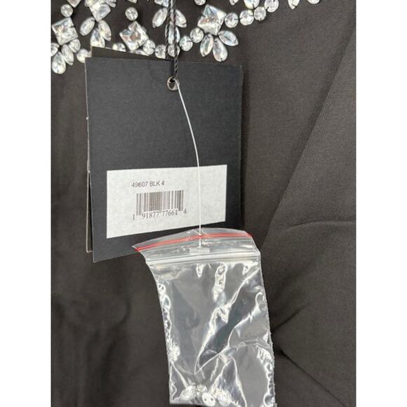 Mac Duggal Rhinestone High Neck Kimono Sleeve Cocktail Dress in Black – Size 4 - Picture 8 of 9